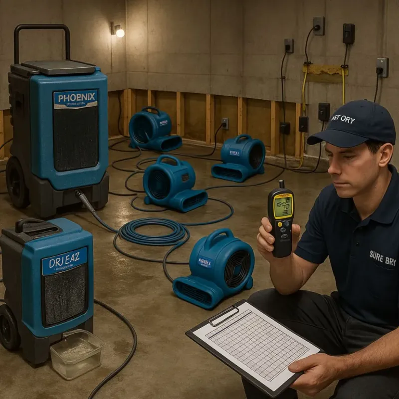 Structural Drying and Dehumidification process in Waldron, AR